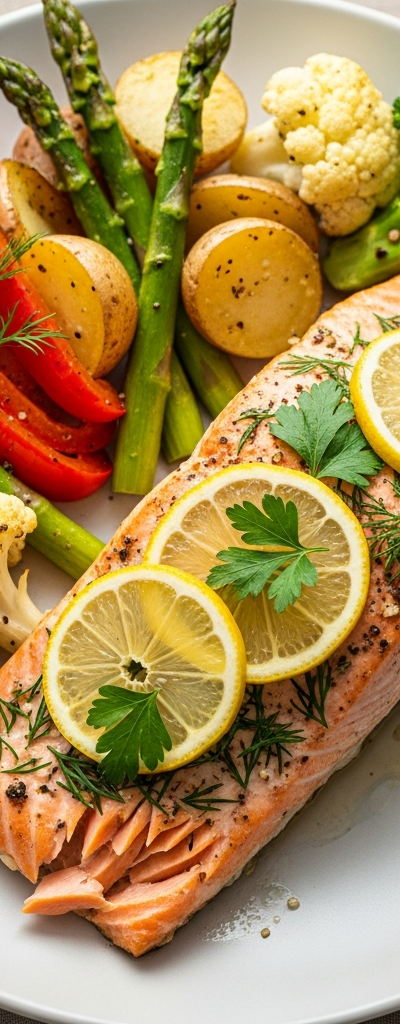 Lemon Herb Baked Salmon with Roasted Vegetables