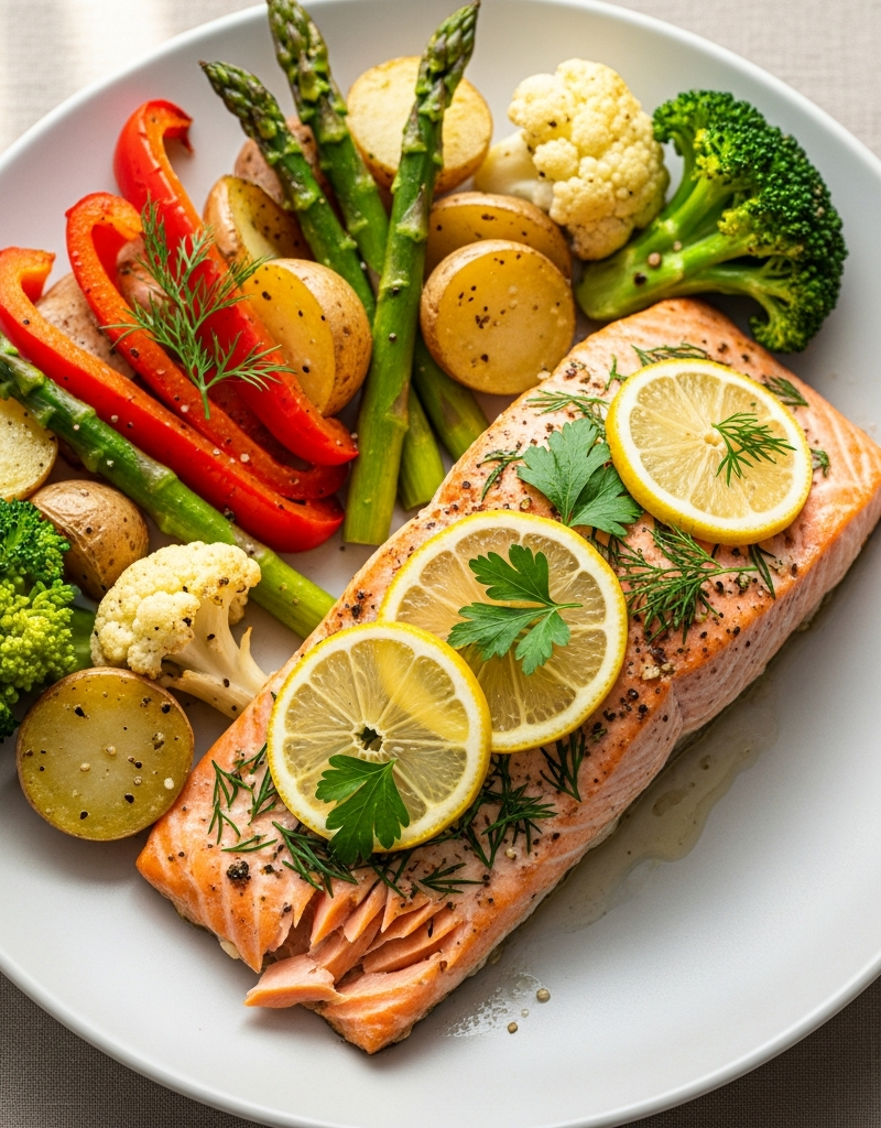 Lemon Herb Baked Salmon with Roasted Vegetables
