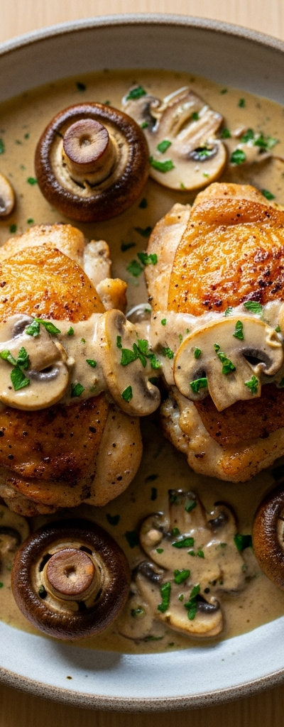 Keto Chicken Thighs with Creamy Mushroom Sauce