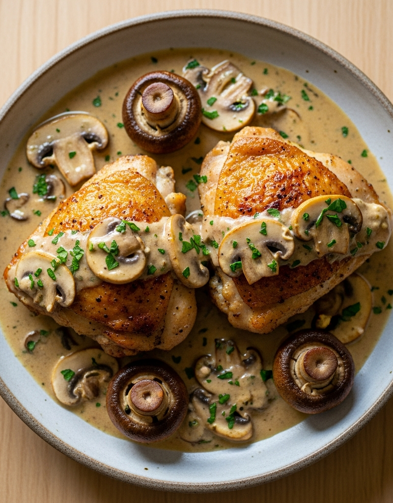 Keto Chicken Thighs with Creamy Mushroom Sauce