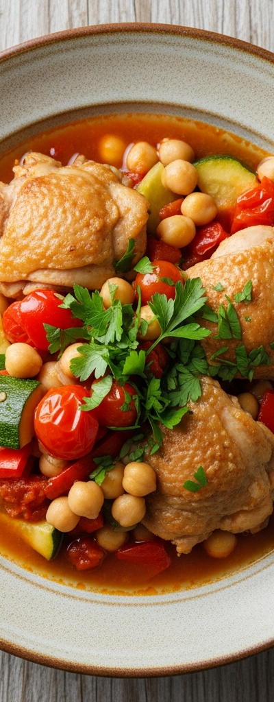 Mediterranean Chicken and Chickpea Stew