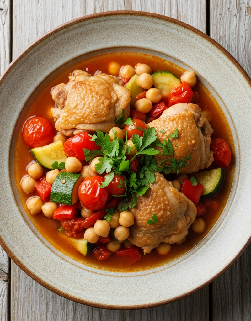 Mediterranean Chicken and Chickpea Stew