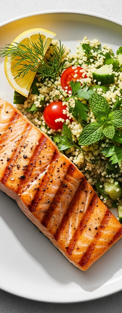 Grilled Salmon with Herbed Couscous