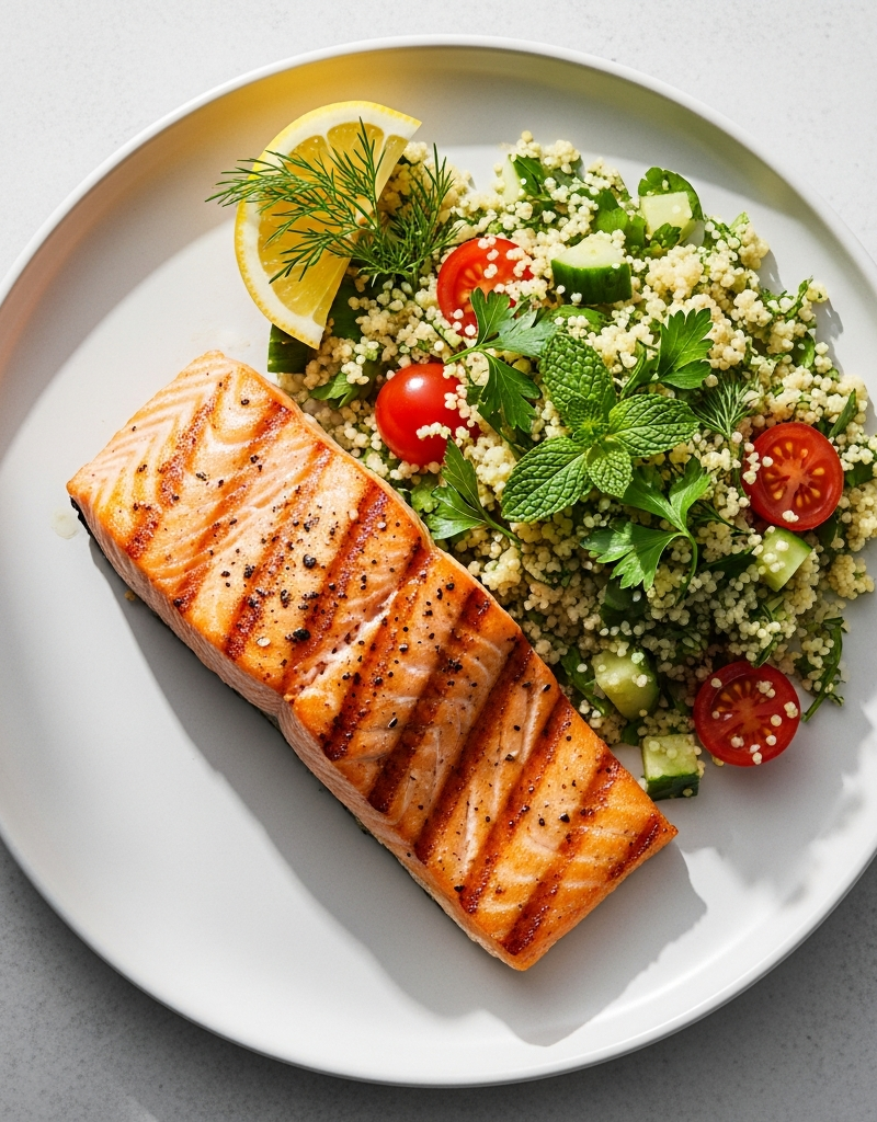 Grilled Salmon with Herbed Couscous