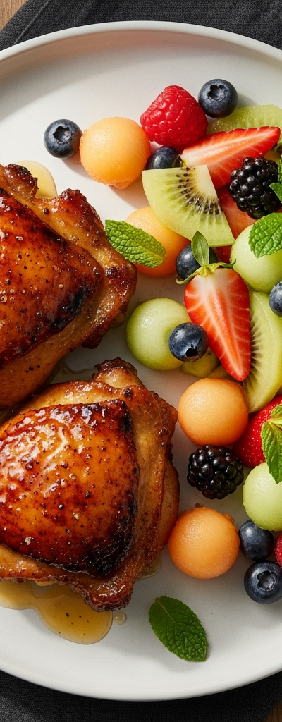 Honey Glazed Chicken Thighs with Fruit Salad
